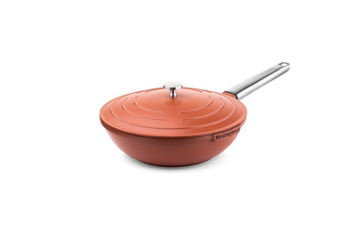 Westinghouse Performance Series Large Wok Non Stick - 28cm Induction Wok with Lid - Lightweight Cast Aluminium - Red