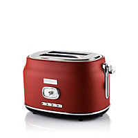 Westinghouse Retro 2-Slice Toaster - Six Adjustable Browning Levels - with Self Centering Function & Crumb Tray - Red