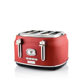 Westinghouse Retro 4-Slice Toaster - Six Adjustable Browning Levels - with Self Centering Function & Crumb Tray - Red
