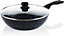 Westinghouse Wok Non Stick - 30cm Induction Wok Pan With Lid - Black Marble