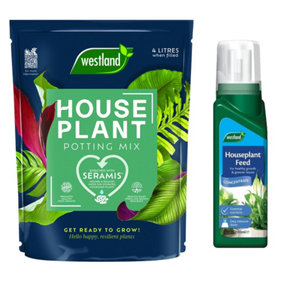 Westland Houseplant Potting Mix Compost Indoor Plant 4 Litres & Feed Concentrate