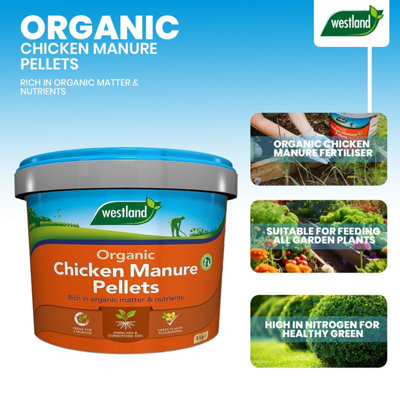 Westland Organic Chicken Manure Pellets 8kg Natural Soil Conditioner ...