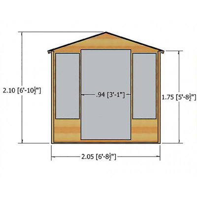 Westminster 13 x 7 Feet Double Door with Two Large Opening Windows Summerhouse - 4