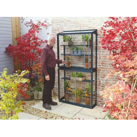 Westminster 3 Feet 4 Inches Small Greenhouse - Aluminium/Glass - L100 x W33 x H172 cm - Anthracite
