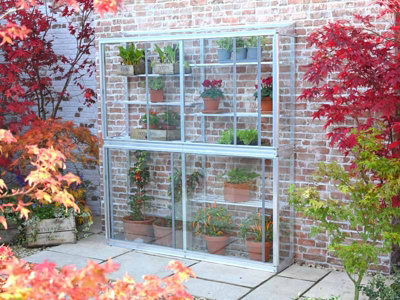 Westminster 5 Feet Small Greenhouse - Aluminium/Glass - L151 x W33 x H172 cm - Smokey Grey