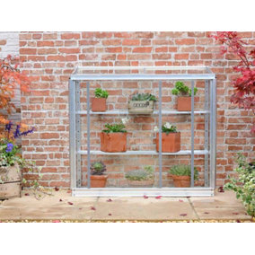 Westminster Half 3 Feet 4 Inches Small Greenhouse - Aluminium/Glass - L100 x W33 x H91 cm - Smokey Grey