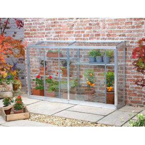 Westminster Half 5 Feet Small Greenhouse - Aluminium/Glass - L151 x W33 x H91 cm - Chestnut Brown