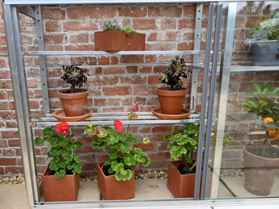 Westminster Half 5 Feet Small Greenhouse - Aluminium/Glass - L151 x W33 x H91 cm - Chestnut Brown
