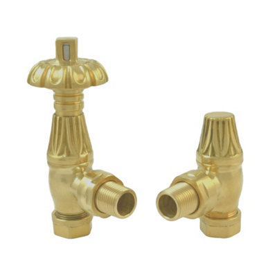 Westminster Thermostatic Radiator Valves Brushed Brass (Pair)