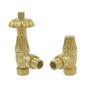 Westminster Thermostatic Radiator Valves Brushed Brass (Pair)