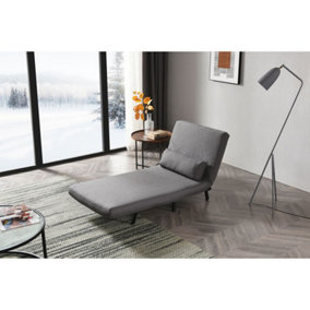 WestWood 3-in-1 Single Folding Fabric Lounge Convertible Sleeper Chair Sofa Bed Dark Grey
