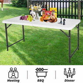 WestWood 4FT 1.2M Folding Trestle Table Heavy Duty Plastic Camping Garden Party
