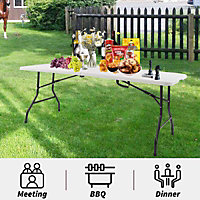 WestWood 6FT 1.8M Folding Trestle Table Heavy Duty Plastic Camping Garden Party