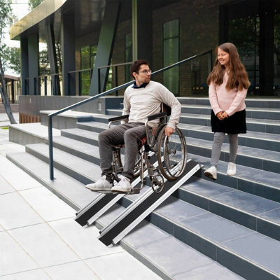 WestWood 7FT Portable Scooters Wheelchair Ramps 2 Pieces Foldable With Carry Handles Bag