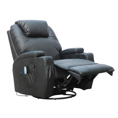 WestWood Bonded Leather Massage Sofa Swivel Chair Cinema Recliner Heating Function Black