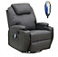 WestWood Bonded Leather Massage Sofa Swivel Chair Cinema Recliner Heating Function Grey