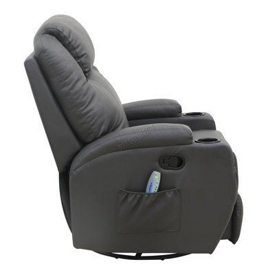 WestWood Bonded Leather Massage Sofa Swivel Chair Cinema Recliner Heating Function Grey