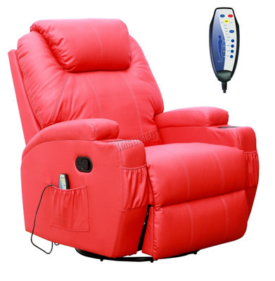 Red leather store swivel rocker recliner