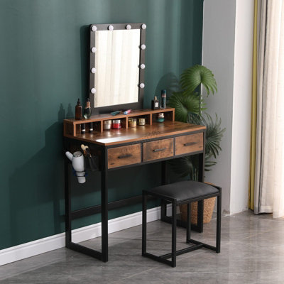 black dress with peter pan collar Advwin Dressing Table Stool Set Glass Desktop main image 1