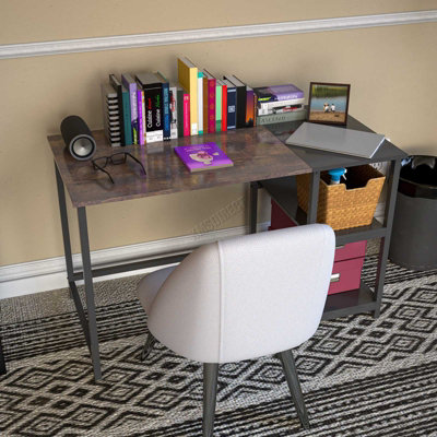 WestWood Computer Desk Study Work Writing With 3 tier Shelf 100CM Brown ...