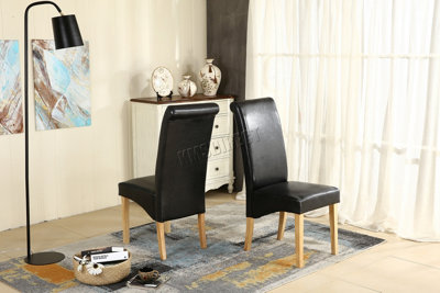 Scroll back leather online dining chairs