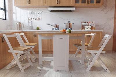 WestWood Dining Table and 4 Chairs Set Folding Drop Leaf Butterfly Kitchen DS16 Honey