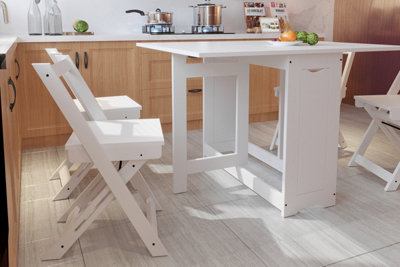 Folding dining table and chairs hot sale set white