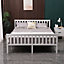WestWood Double Bed Solid Pine Wood Frame With Footboard Wood Slat Support Bedroom White