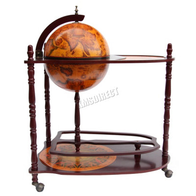 WestWood Globe Shaped Mini Bar Trolley With Table Drinks Cabinet Bottles 330MM