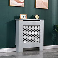 WestWood Grey Painted Radiator Cover Wall Cabinet Wood MDF Traditional Modern Cross Xsmall