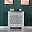 WestWood Grey Painted Radiator Cover Wall Cabinet Wood MDF Traditional Modern Cross Xsmall
