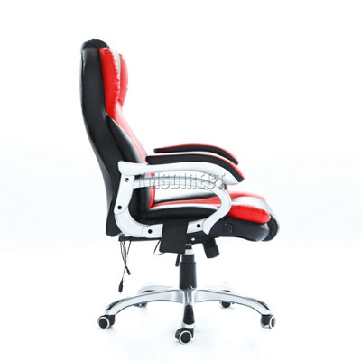 WestWood Heated Massage Gaming Office Chair Reclining Home Computer Swivel Support Winged Back Chair Black & Red