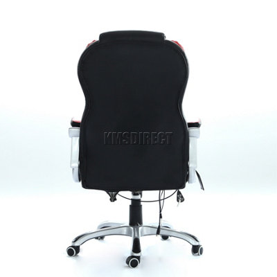 WestWood Heated Massage Gaming Office Chair Reclining Home Computer Swivel Support Winged Back Chair Black & Red