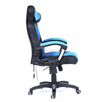 WestWood Heated Massage Gaming Office Chair Reclining Swivel Recaro Racing Chair  Black & Blue