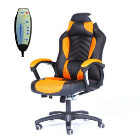 WestWood Heated Massage Gaming Office Chair Reclining Swivel  Recaro Racing Chair  Black & Orange