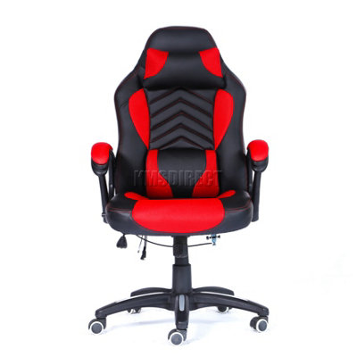 WestWood Heated Massage Gaming Office Chair Reclining Swivel  Recaro Racing Chair  Black & Red