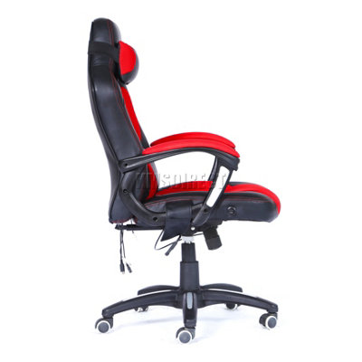 WestWood Heated Massage Gaming Office Chair Reclining Swivel  Recaro Racing Chair  Black & Red