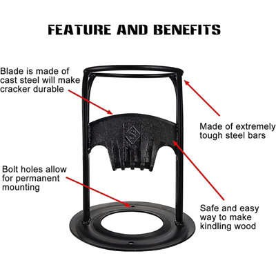 WestWood Kindling Cast Steel Wood Splitter Racker Ornament Firewood Log Cutter Home DIY Hand Tools WS01 Black