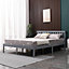 WestWood King Bed Durable Solid Pine Frame Low Foot End Wood Slat Support Bedroom Grey