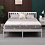 WestWood King Bed Durable Solid Pine Frame Low Foot End Wood Slat Support Bedroom White