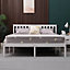 WestWood King Bed Durable Solid Pine Frame Low Foot End Wood Slat Support Bedroom White