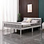 WestWood King Bed Solid Pine Wood Frame With Footboard Wood Slat Support Bedroom White