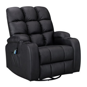 WestWood Leather Massage Recliner Chair Sofa Rocking Swivel Armchair Remote Control Black