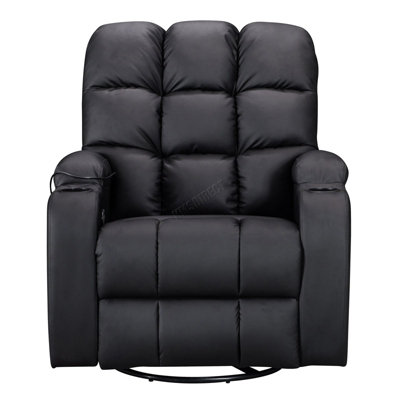WestWood Leather Massage Recliner Chair Sofa Rocking Swivel Armchair Remote Control Black
