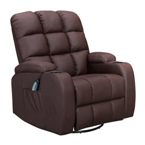 WestWood Leather Massage Recliner Chair Sofa Rocking Swivel Armchair Remote Control Brown