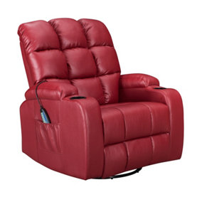 WestWood Leather Massage Recliner Chair Sofa Rocking Swivel Armchair Remote Control Red