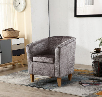 Grey crushed best sale velvet tub chair