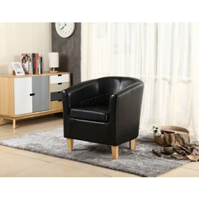 WestWood Luxury Faux Leather Tub Chair Armchair Office Reception Sofa Living Room Black