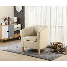WestWood Luxury Faux Leather Tub Chair Armchair Office Reception Sofa Living Room Ivory