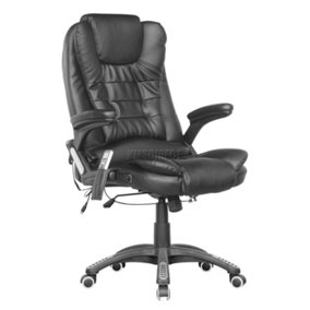 WestWood Luxury Leather 6 Point Massage Office Computer Chair Reclining High Back Black New